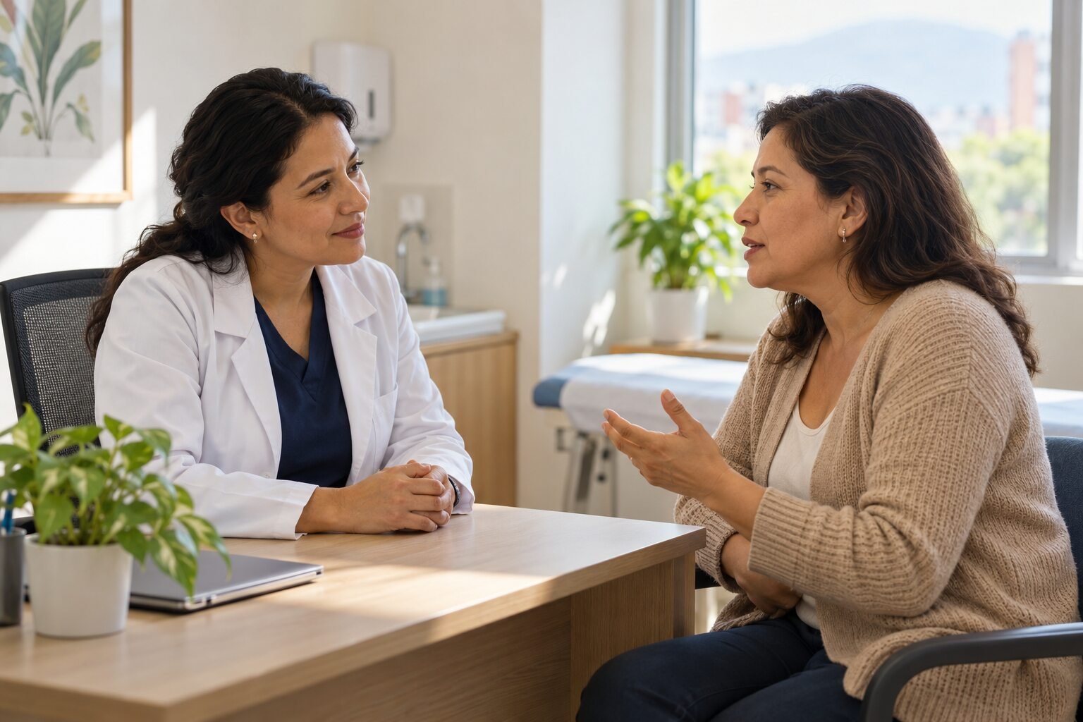 Una conversación de salud entre médica y paciente. Imagen ilustrativa.